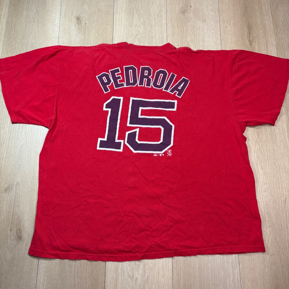 Majestic Boston Red Sox Dustin Pedroia 15 T-Shirt Jersey 2XL Red MLB Baseball